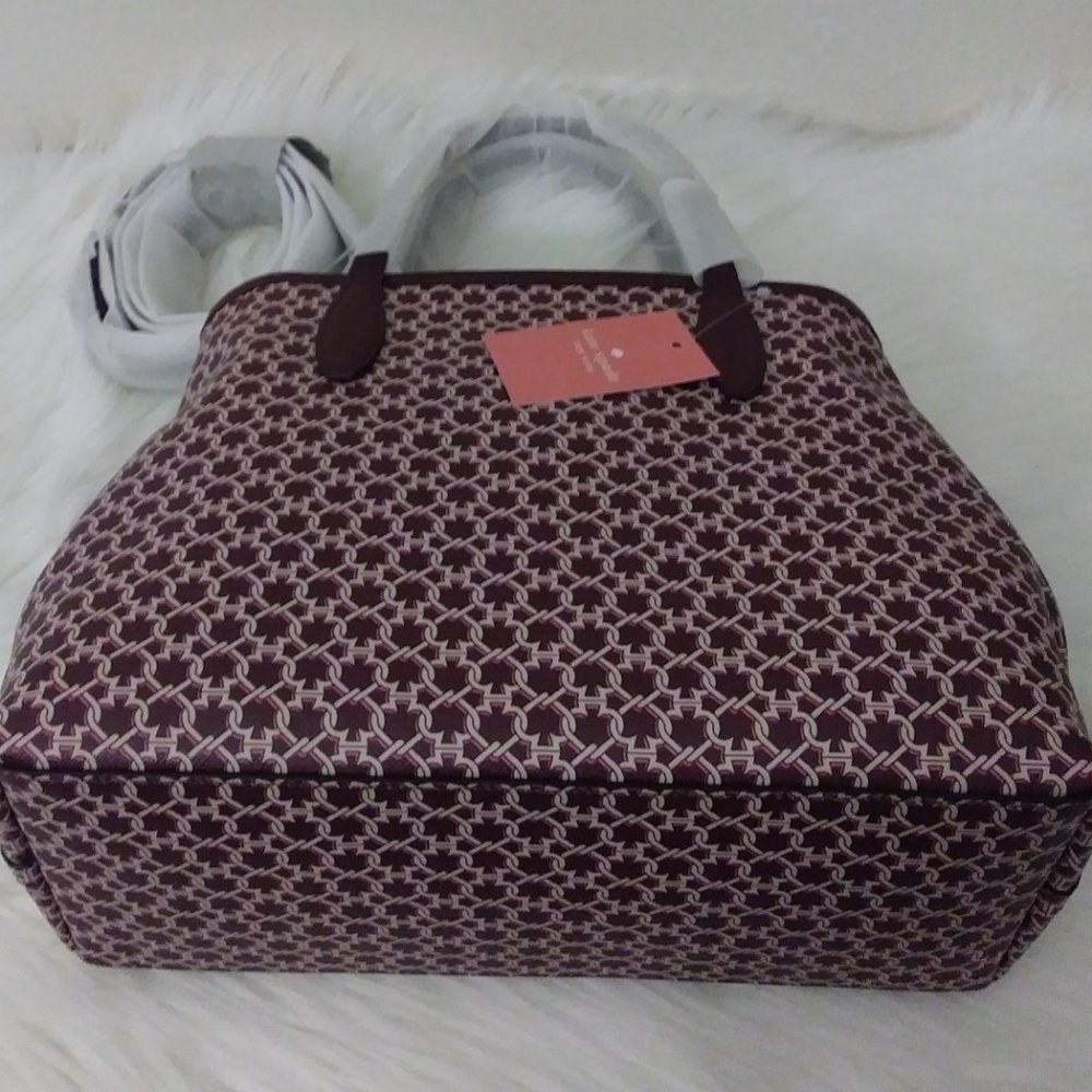 Kate Spade Link Zip Tote Pink Burgundy Saffiano PV - Picture 14 of 16